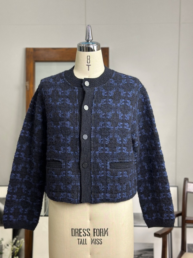 美品♡コーヘン お洒落 ツイードケーブルニットカーディガン ヨネトミ 日本製 COOHEM】 コーヘン GEOMTRIC TWEEDY knit cardigan ニットカーディガン
