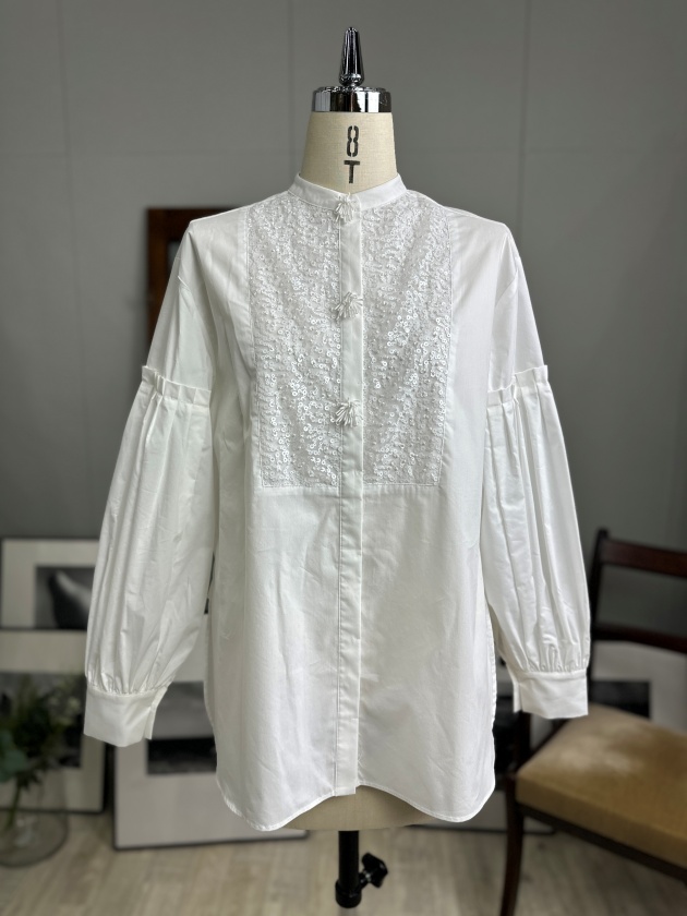 【SOI-MeME】フリンジビーズモチーフスパングルボリュームスリーブブラウス SOI-MeME】ソワメム スパンコールボリュームスリーブブラウス