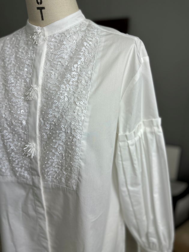 【SOI-MeME】フリンジビーズモチーフスパングルボリュームスリーブブラウス SOI-MeME】ソワメム スパンコールボリュームスリーブブラウス