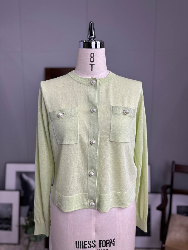 Torrazzo donna】トラッゾドンナ リネン混パールボタン