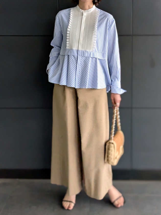 MARILYN MOON】マリリンムーン タックフリルフレアシャツ tuck frill