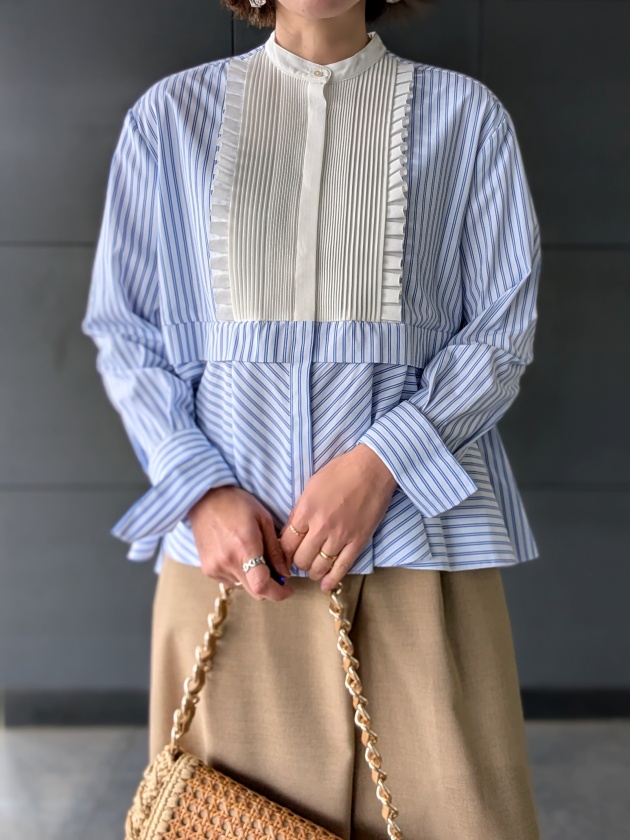 MARILYN MOON】マリリンムーン タックフリルフレアシャツ tuck