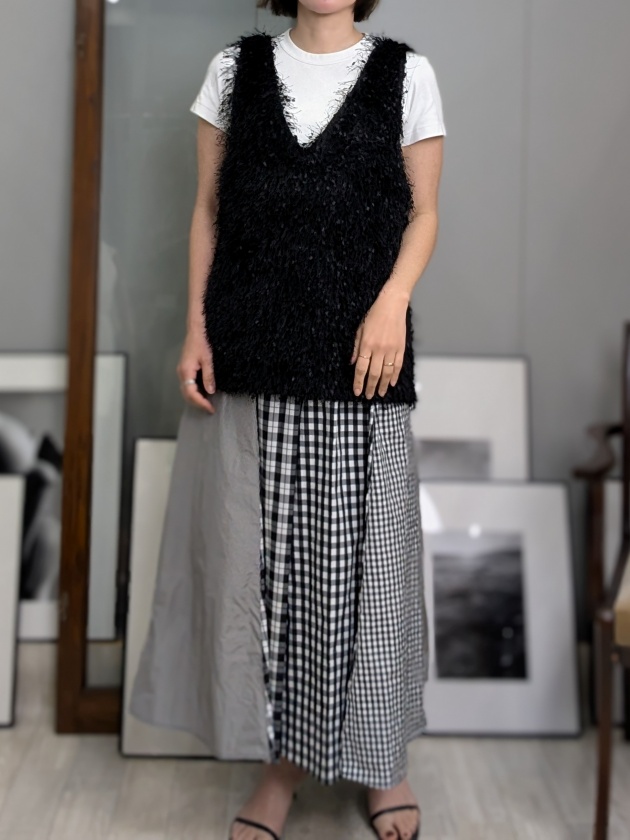 【MONiLE】チェックフレアロングスカート　ウエストリブタフタスカート MONILE】モニーレ タフタチェックロングスカート | MANO（マーノ