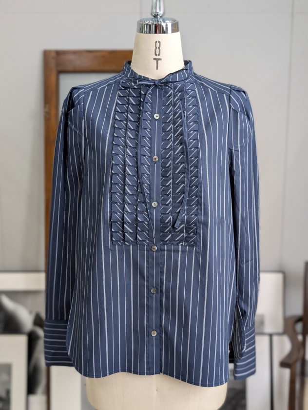 MARILYN MOON】マリリンムーン タックフリルストライプブラウス tuck MARILYN MOON】マリリンムーン タックフリルストライプブラウス tuck