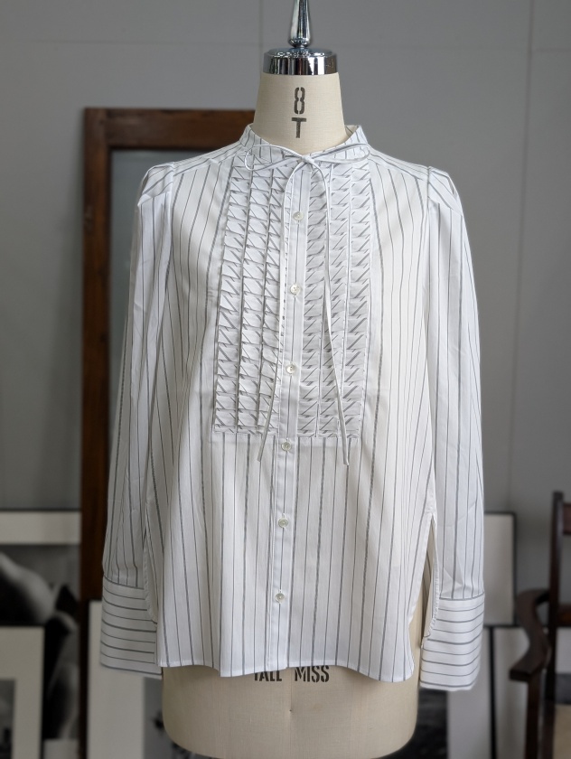 MARILYN MOON】マリリンムーン タックフリルストライプブラウス tuck