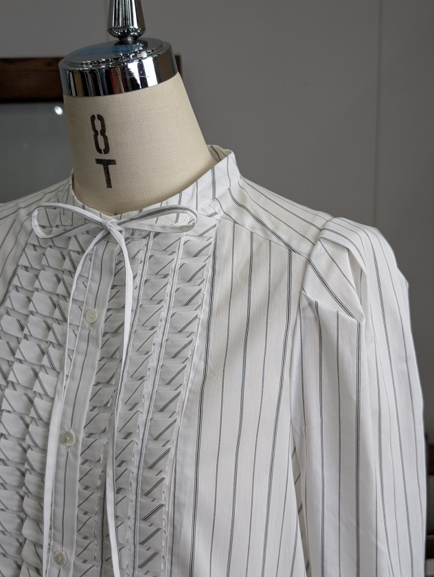 MARILYN MOON】マリリンムーン タックフリルストライプブラウス tuck