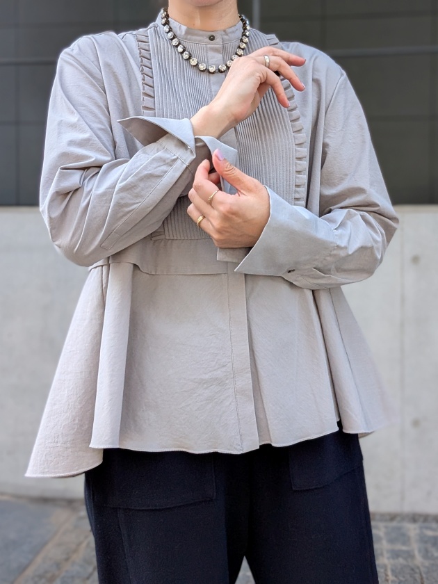 MARILYN MOON】マリリンムーン タックフリルフレアシャツ tuck frill