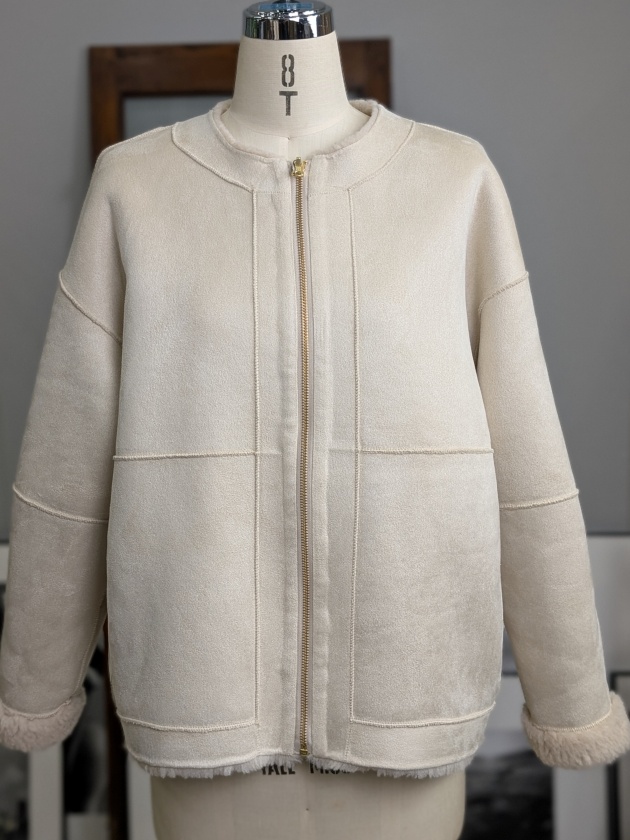 ココ&リリ　新品　MICA&DEAL ノーカラー　ブルゾン　アウター MICA&DEAL】マイカ＆ディール reversible nocollarcoat リバーシブル