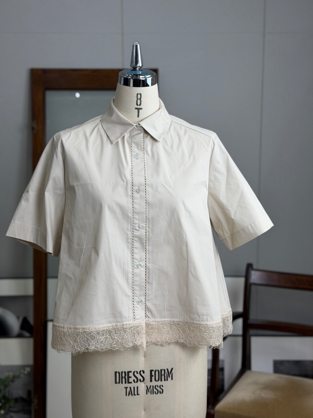 MARILYN MOON】マリリンムーン ヘムレースフレアシャツ hem lace flare