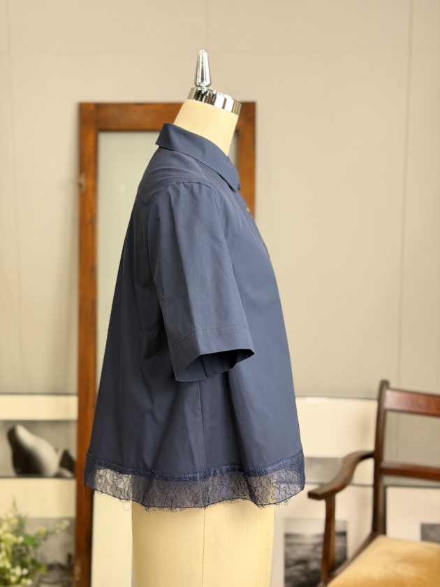 MARILYN MOON】マリリンムーン ヘムレースフレアシャツ hem lace flare