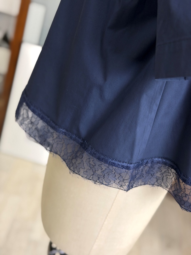 MARILYN MOON】マリリンムーン ヘムレースフレアシャツ hem lace flare