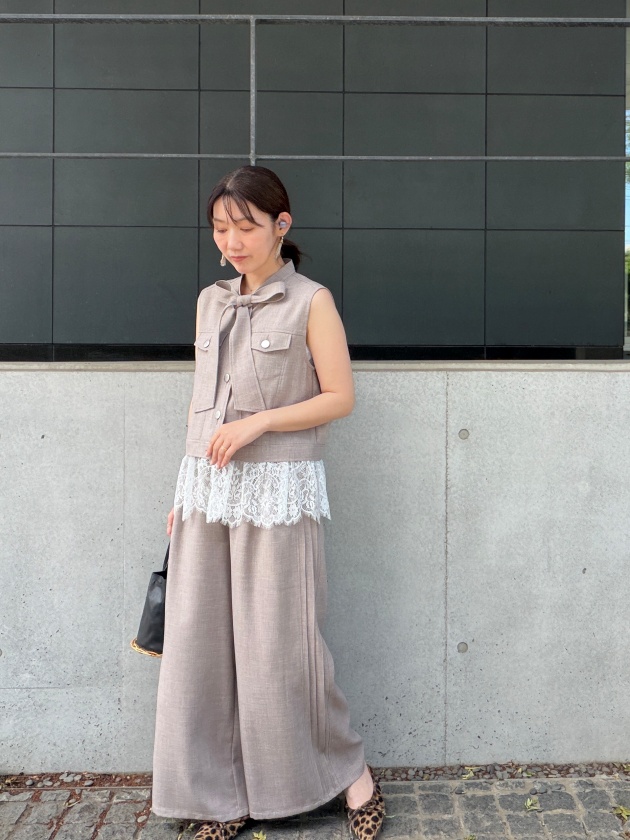 MONILE】モニーレ・リネンライクサイドピンタックワイドパンツ