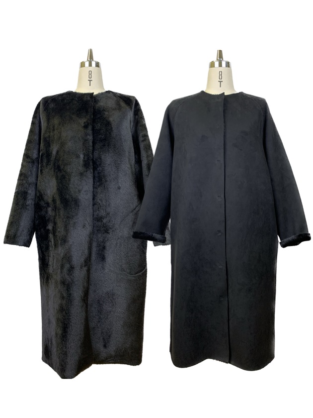 maje/マージュ リバーシブル ムートンコート/ダブルフェイス/40/黒  